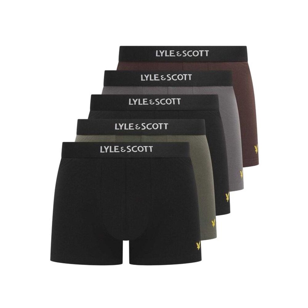 Lyle & Scott Mens Henrick Cotton Blend Boxer Shorts (Pack of 5) / Multicolored